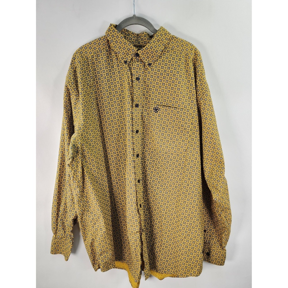 Ariat Kellen Classic Fit Shirt Men's 2XL Serpent Yellow Modern Western